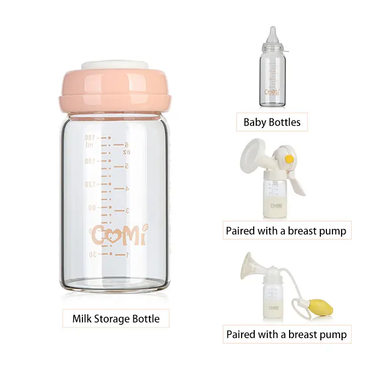 Botol penyimpanan bayi 150ML, botol susu kaca portabel ML dapat digunakan kembali untuk bayi