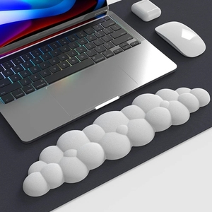 Tapete de descanso de pulso em forma de nuvem, material PU antiderrapante, base de borracha de espuma de memória para teclas 100, teclas 87, teclas 68, mouse pad para teclado