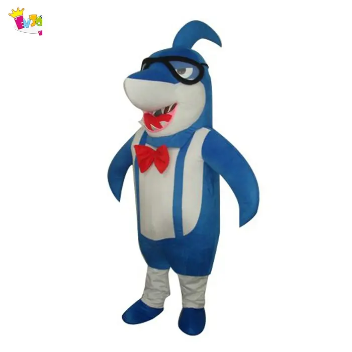 Sevimli yetişkin mavi köpekbalığı deniz hayvan maskot kostüm promosyon gösterisi için