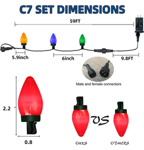 Venta superior Luces de Navidad al aire libre 100 LED C 7 Luces de cadena con función de temporizador Enchufe 8 modos para decoración de Navidad