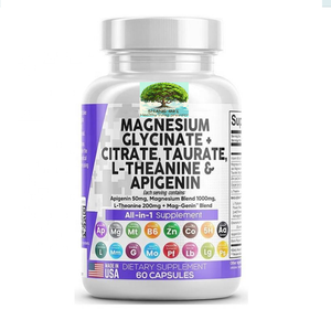 מגנזיום גליcinate כמוסות מורכבות עם l-תיאנין apenin citrate taurate הכל ב <span class=keywords><strong>1</strong></span> קפסולות תוספת