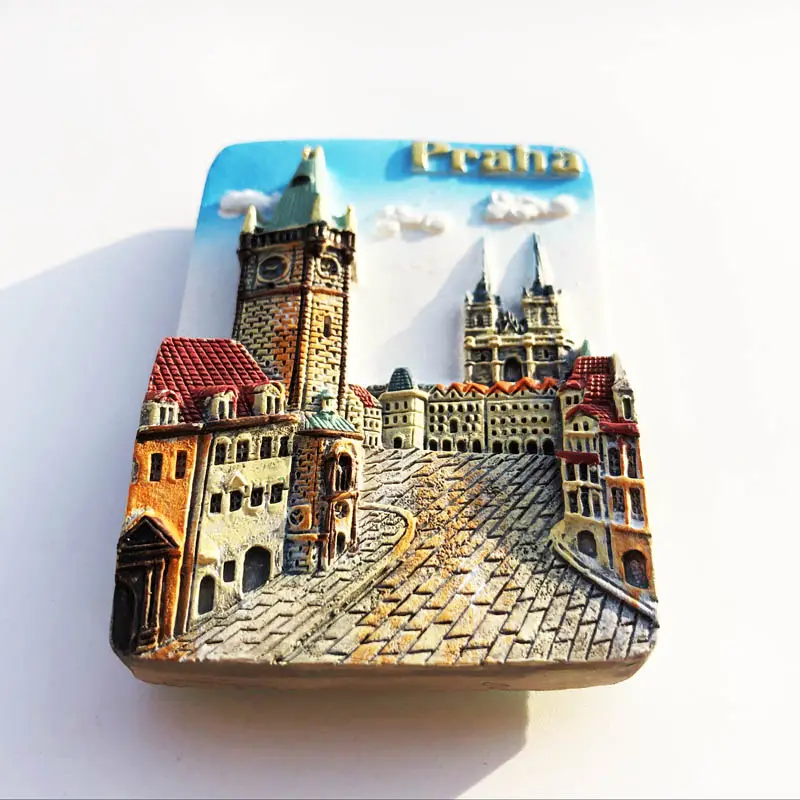 Custom Groothandel Hongaarse Prague Square Street View Hars Magneet Koelkast Sticker Home Decor Attracties
