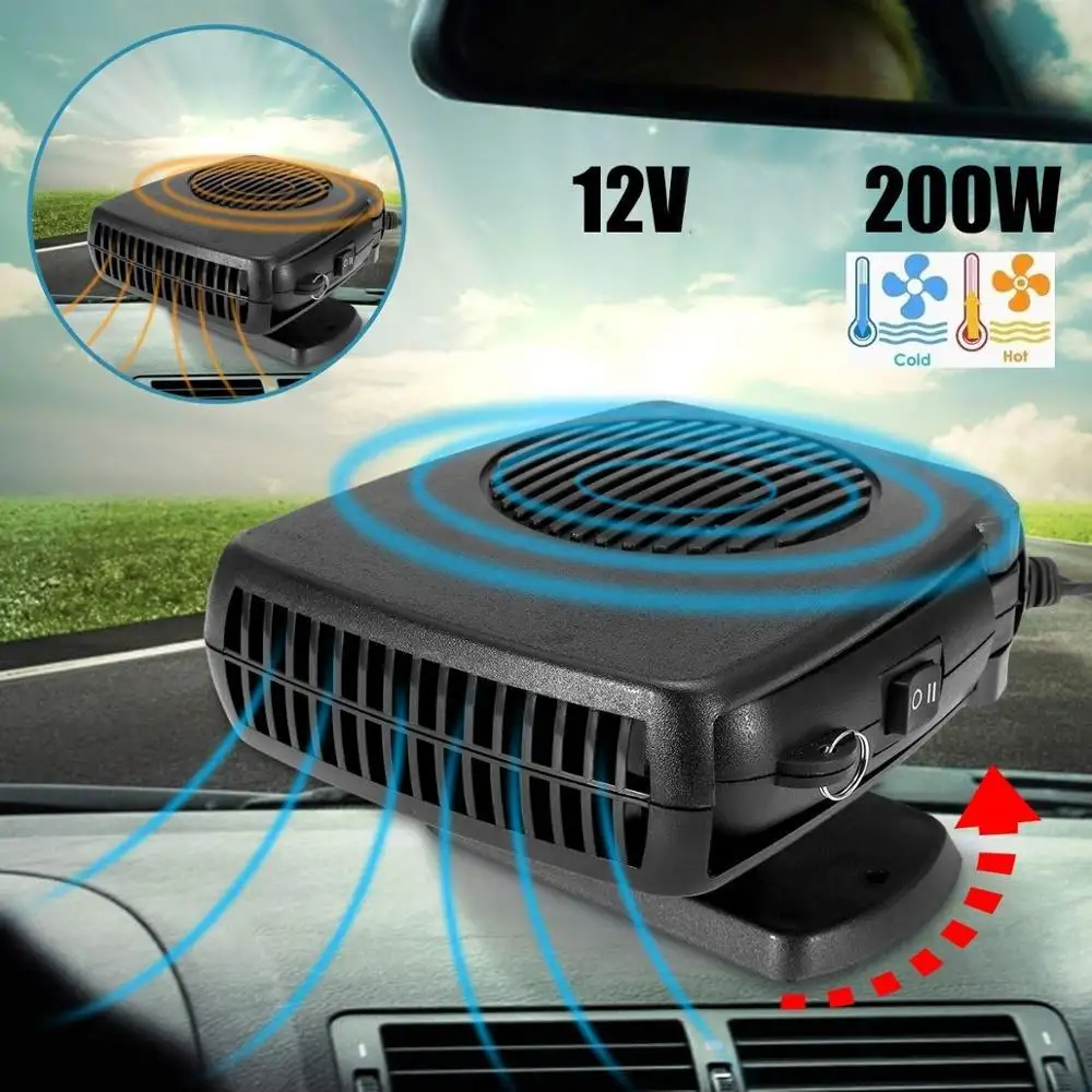 Calentador de aire portátil 2 en 1 para coche, calefactor electrónico de 12V y 200W, desnebulizador, desempañador
