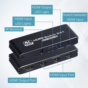 Soporte 4K120Hz 1080P240Hz 3D HDR HDMI 2,1 HDCP 2,3 HDMI Switch 3 en 1 Out HDMI Switcher 3x1 con control remoto IR - Product Image 6