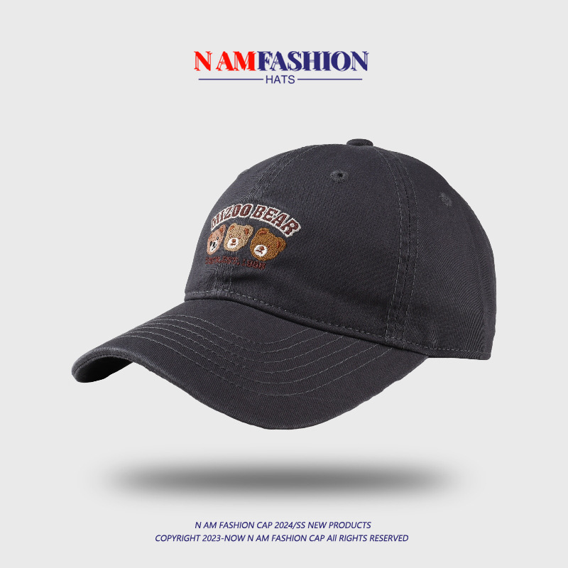 Three cubs head baseball cap dark grey