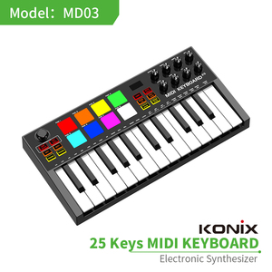 Konix Colorful Piano <strong>MIDI</strong> Output Axiom 25 Key USB Arranger <strong>Keyboard</strong> Drum Pad Clavie with Battery <strong>Midi</strong> <strong>Controller</strong> <strong>Keyboard</strong> - Product Image 2