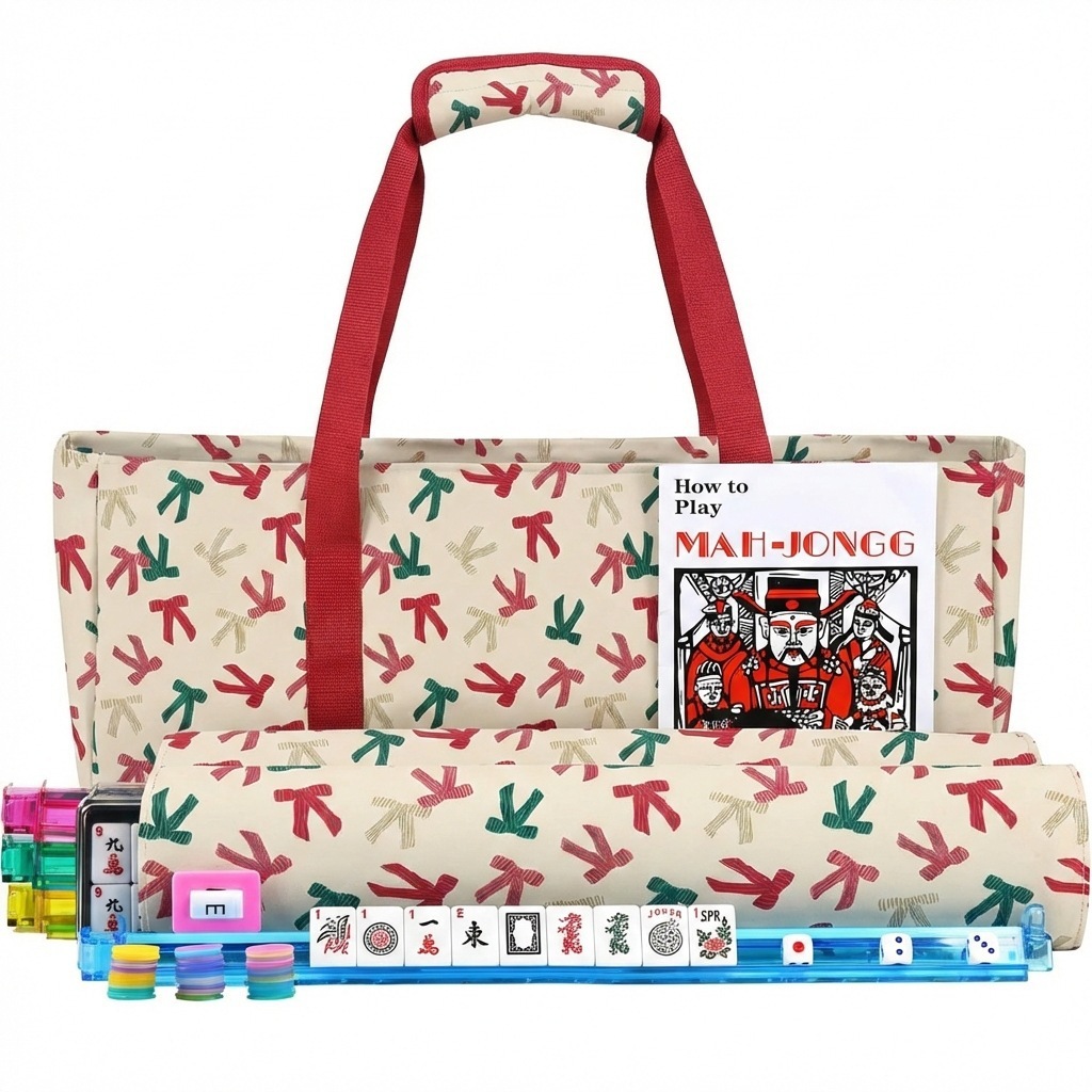 Mid-length bow-printed belt mahjong 3-piece set