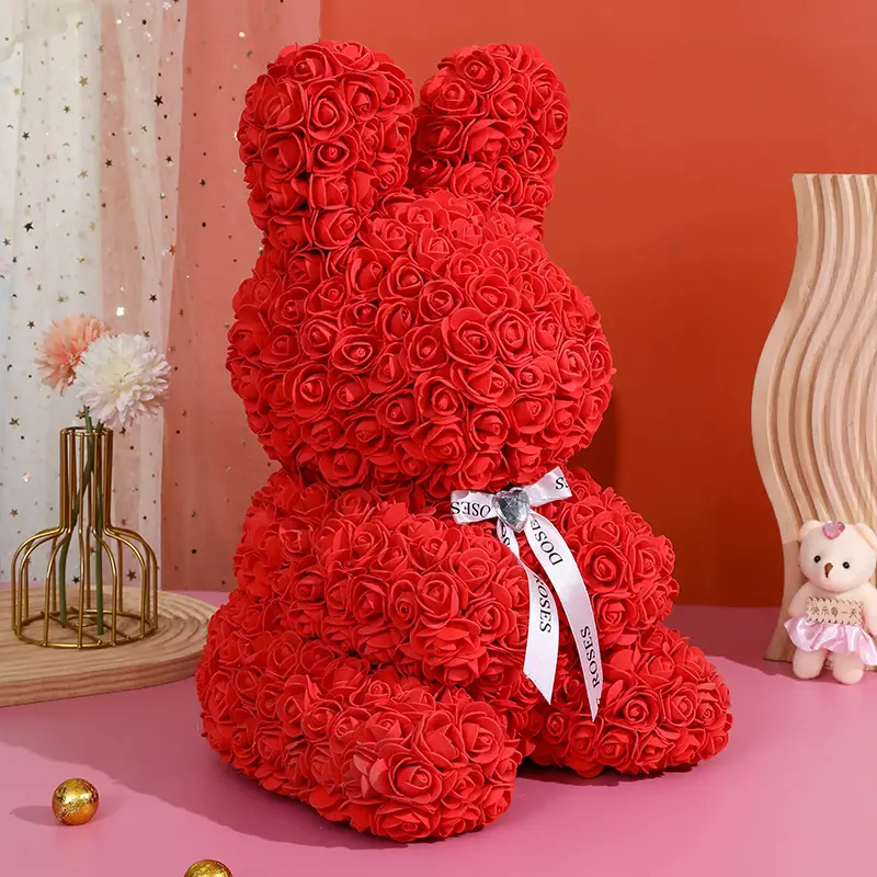 Decoración de ratán DIY regalo para San Valentín mini jabón Rosa oso de peluche rosa perla oso boda decoración del hogar