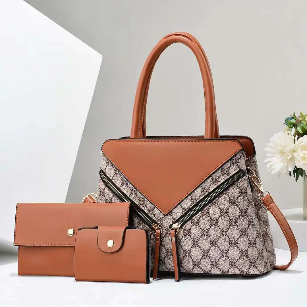 Mode große Kapazität Luxus Damenhandtaschen alles-zu-passend Kontrast Farbe Trend Druck Damen-Schultertasche