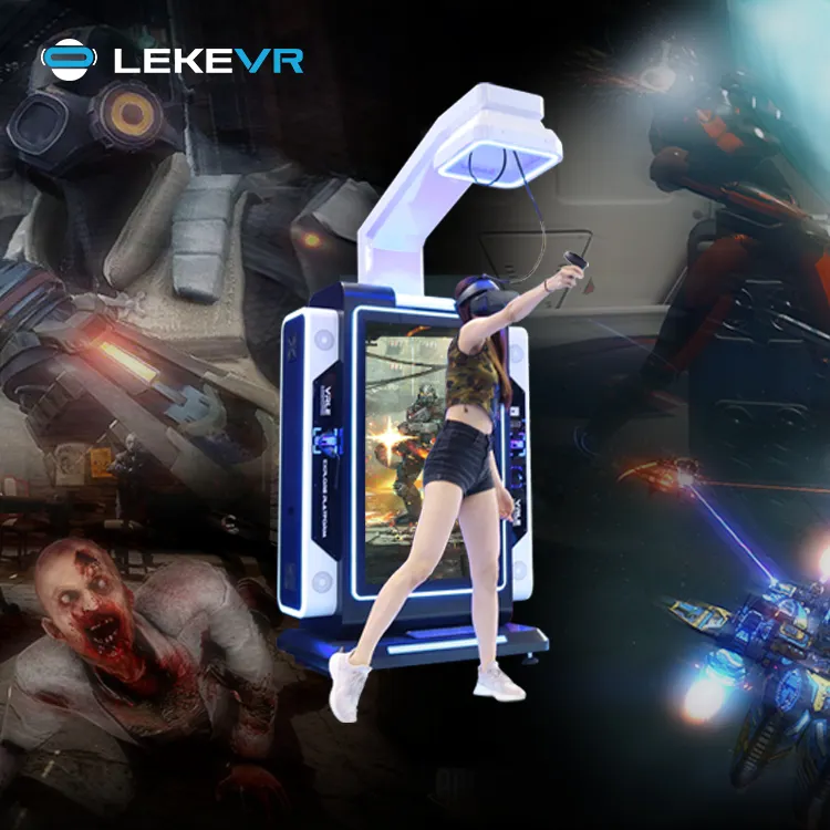 LEKE VR 비즈니스 프로젝트 코인 작동식 9D 인터렉티브 VR 아케이드 플랫폼 촬영 가상 현실 게임 장비