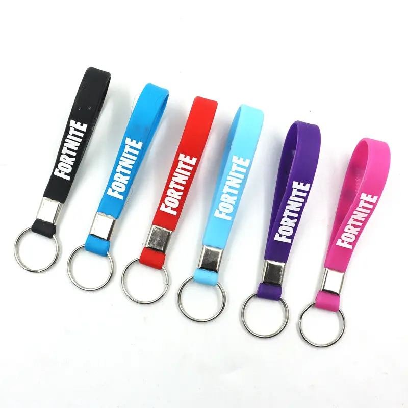 Gepersonaliseerde Aangepaste Logo Rubberen Polsband Met Sleutelhanger Armband Sleutelhanger Sleutelhanger Pvc Polsband Sleutelhanger