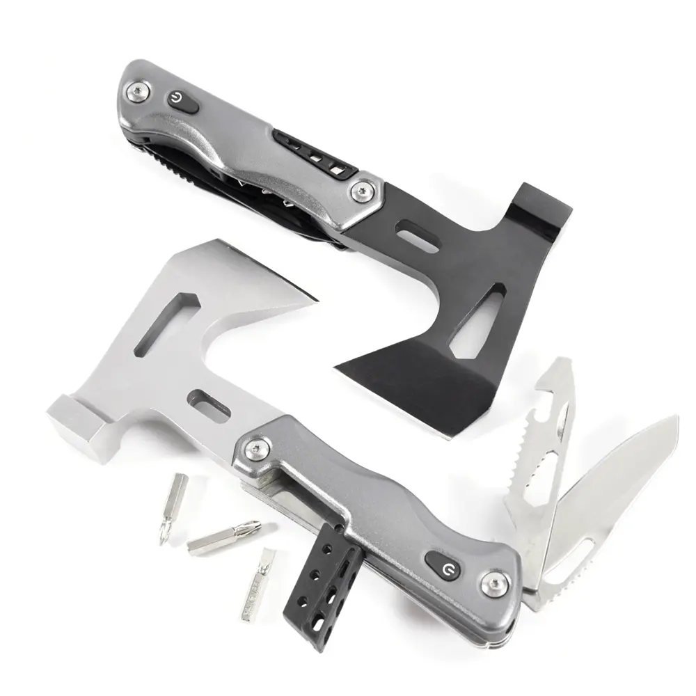 Black and white two-color all-in-one tool brand new design switch pop-up screwdriver Multitool Hammer & Axe