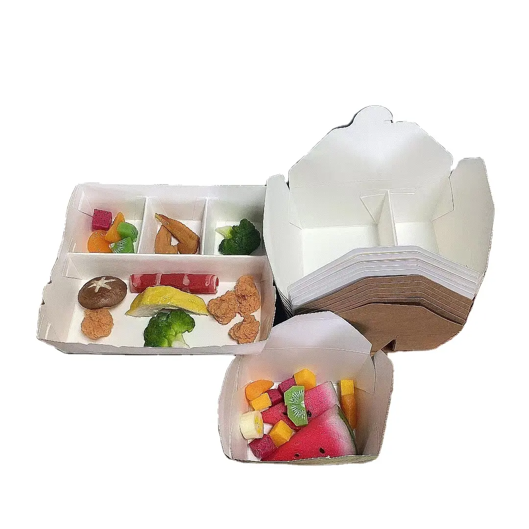 Umwelt freundliches Einweg-Restaurant zum Mitnehmen Mittagessen Mahlzeit Bento Sushi Essen zum Mitnehmen Verpackung Papier Salat Togo Box Container