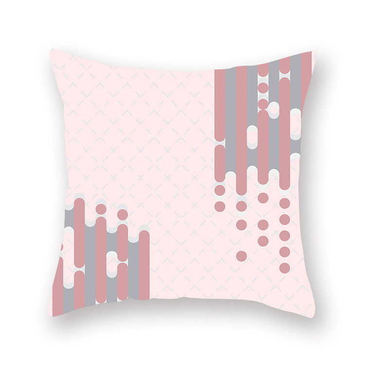 ins Nordic style rose gold pink peach skin velvet cushion cover geometric patchwork velvet cushion cover sofa seat cushion cover