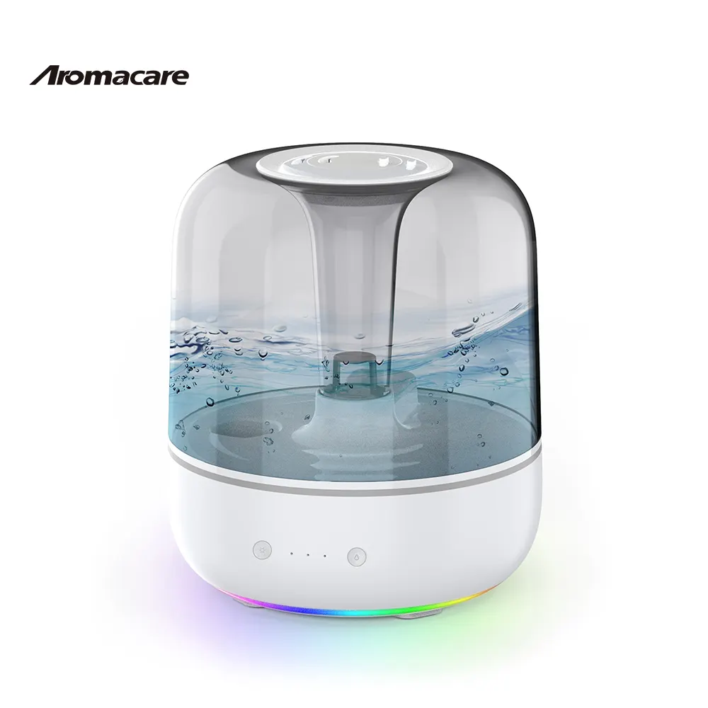 Umidificatori domestici di grande capacità di Aromacare 5,5 l a 360 gradi a nebbia di vapore con luce ad anello multicolore umidificatore da tavolo