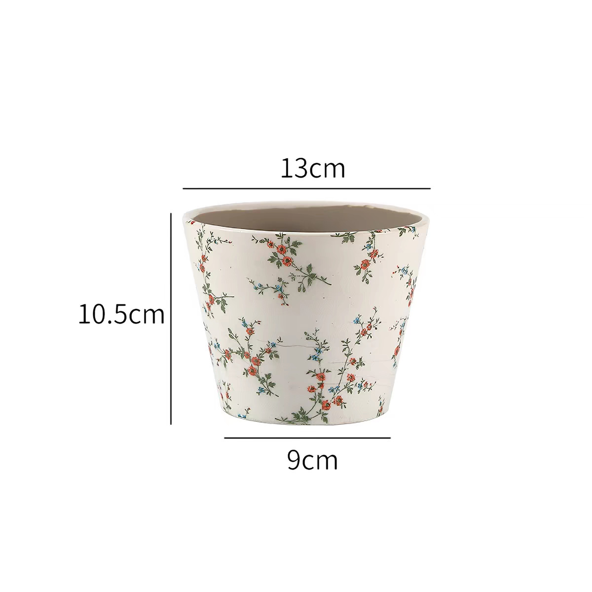 Maceta pequeña con estampado floral-13105 cm-agujeros de drenaje