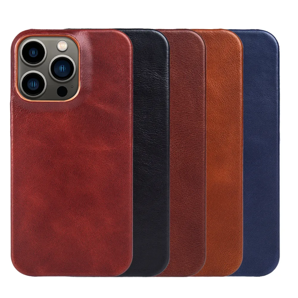 Étui en cuir de luxe pour Iphone 14 pour Iphone 13 12 motif de cire d'huile housse de téléphone en cuir véritable