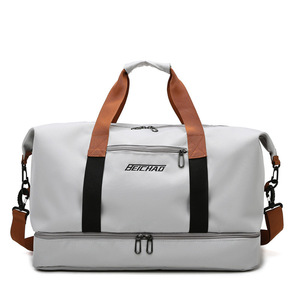 Toptan özel Logo spor Tote çanta spor Unisex Oxford spor ayakkabı ile silindir seyahat çantası su geçirmez kumaş spor Yoga çantası