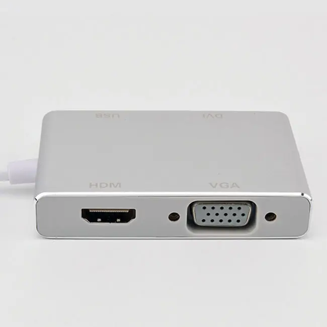 4-in-1 USB-C 3.1 tip C HDMl DVI 4K VGA çoklu bağlantı kablosu adaptörü dönüştürücü