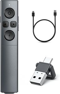 Clicker di presentazione 2-in-1 USB tipo C, telecomando presentatore Wireless ricaricabile, Clicker per presentazioni PowerPoint laser rosso - Product Image 2