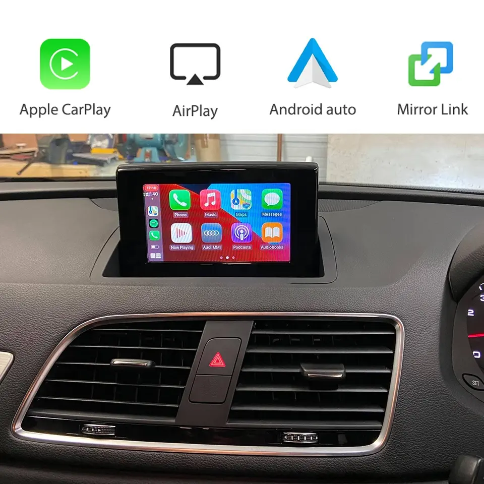 Rádio do carro iPhone CarPlay Android Sem Fio Auto para AUDI Q3 A1 2012 2013 2014 2015 2016 2017 2018 Navegação Câmeras Retrofit