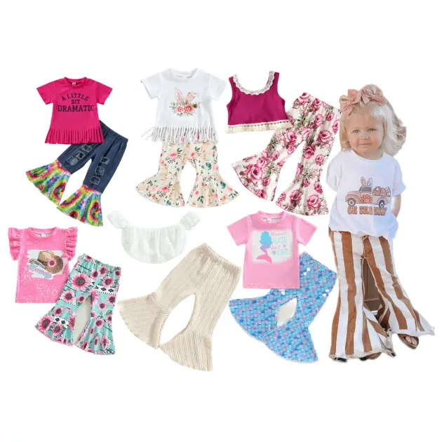 Conjunto de ropa de moda de verano para niñas pequeñas, conjuntos de manga corta para niños, ropa para niños, ropa para niñas pequeñas, camiseta + Pantalones, 2 piezas