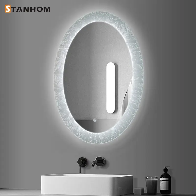 STANHOM all'ingrosso bagno ovale automatico Anti nebbia parete LED retroilluminato Make Up specchio