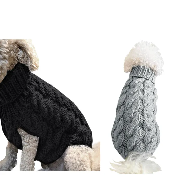 Roupas de inverno para cachorros, malha personalizada, suéter quente