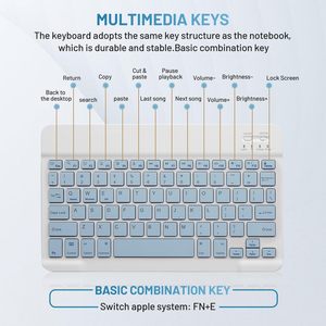 Slim 10 pulgadas portátil Mini inalámbrico Bluetooths teclado y ratón Tablet Laptop Smartphone Mouse Set para iPad Android Phone