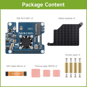 Aismartlink WAVESHARE NVME PCIe to M.2 Adapter with PoE <strong>Function</strong> and Fan for RPI, Compatible <strong>Raspberry</strong> <strong>Pi</strong> 5 Supports 802.3af/at