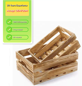 Wholesale Modern Decorative <strong>Wood</strong> <strong>Crate</strong> Box Display Storage <strong>Crates</strong> with Handles - Product Image 3