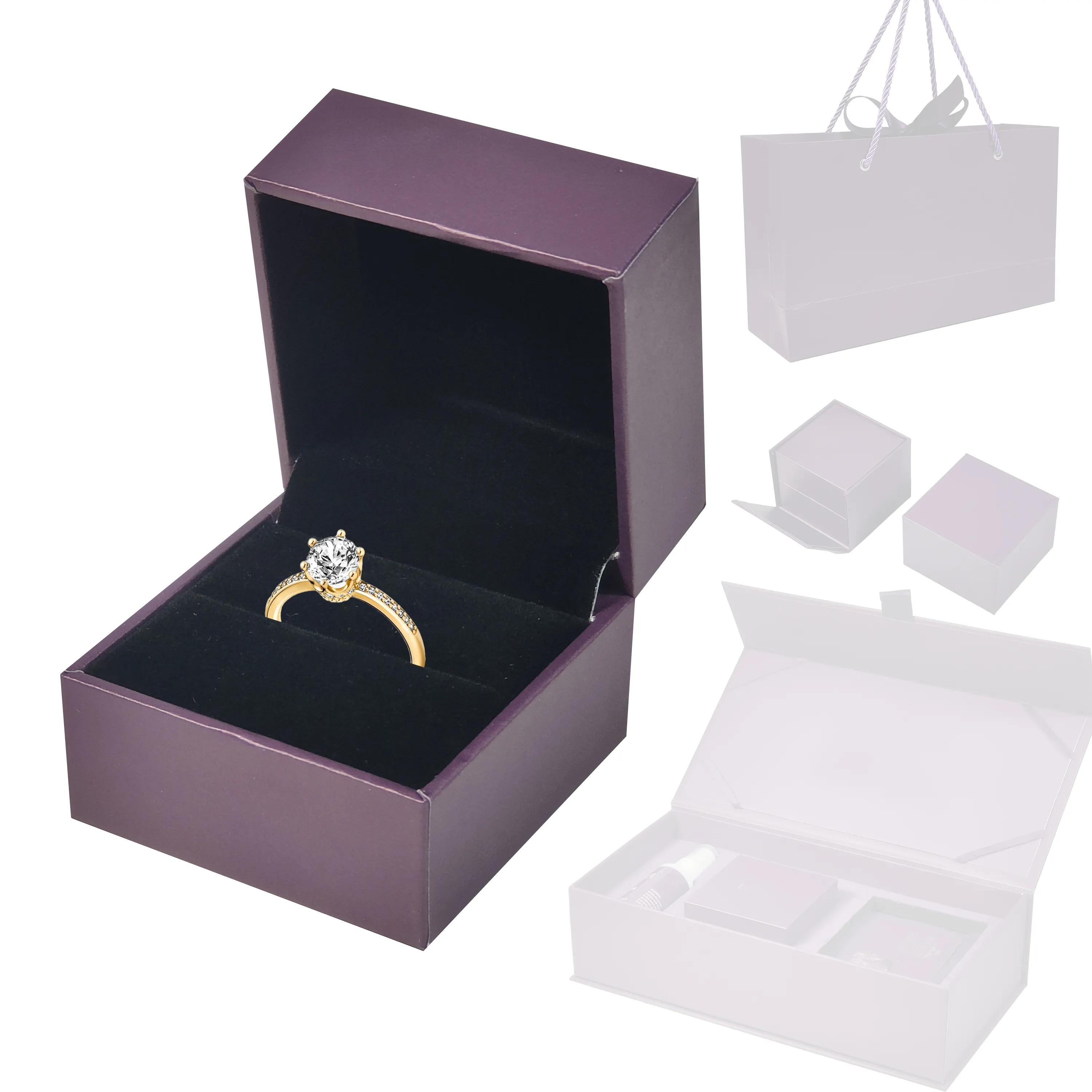 Geschenk kleines hochwertiges Logo Großhandel Schmuck Verlobung Schmuckverpackung Luxus Hochzeit individuelle Ringbox