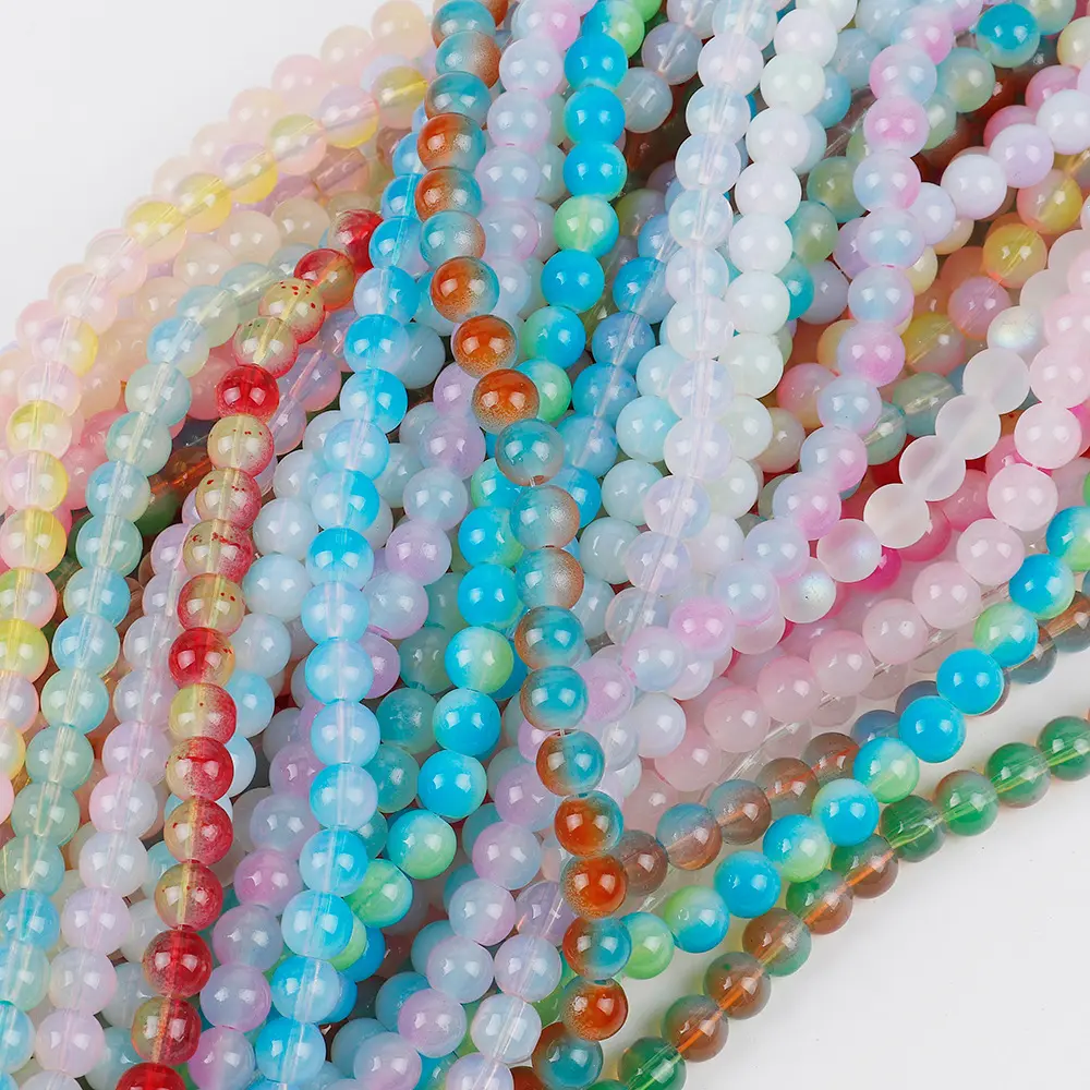 JC crystal 8mm perle di giada di vetro per gioielli che fanno perline di vetro rotonde a doppio colore nuovo