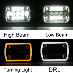 5x7 <strong>Led</strong> Headlights 7x6 100W 12V Square Headlamp with White DRL Amber Turn signal Sealed Beam Replacement Hi/Lo Beam - Product Image 4