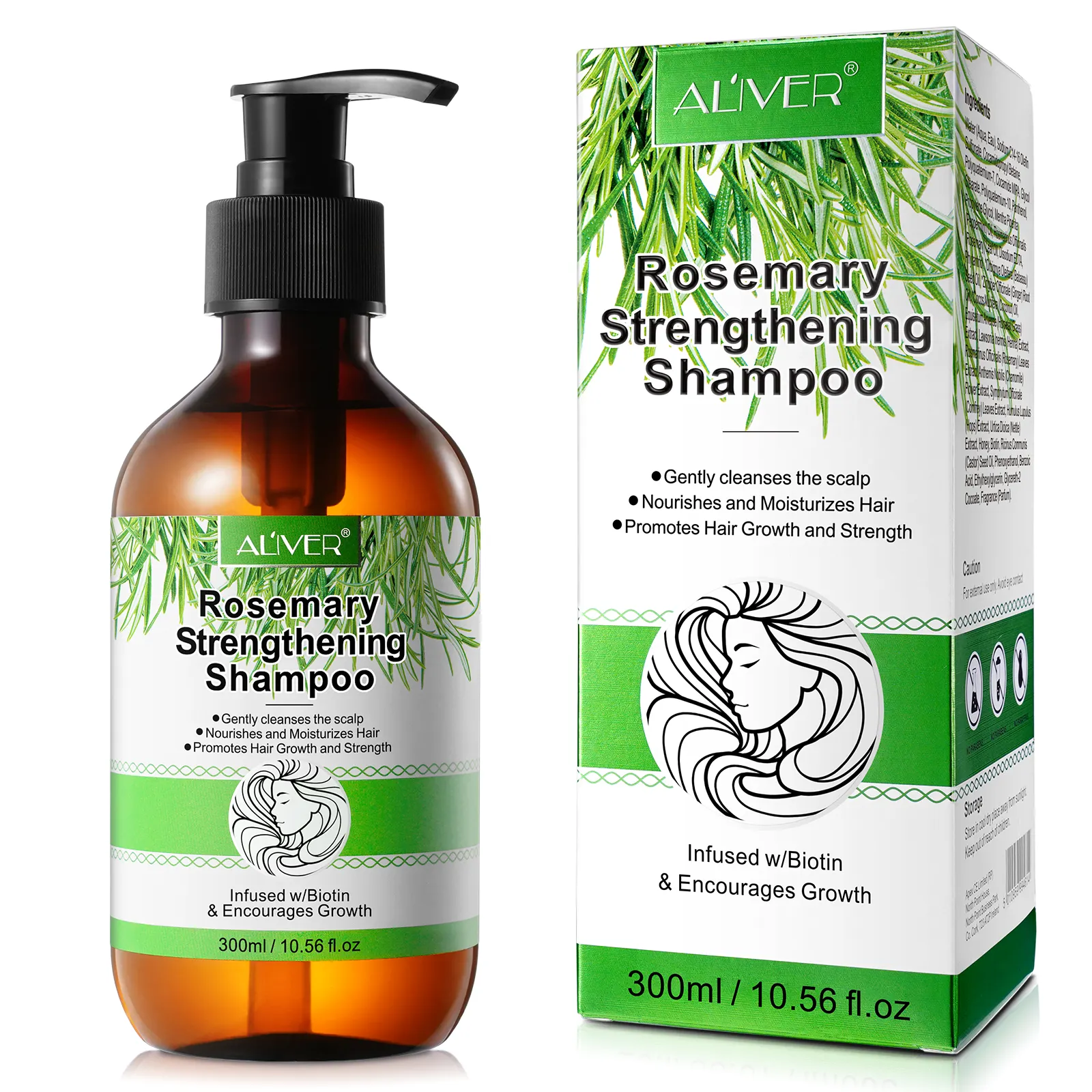 ALIVER-champú de Romero para el crecimiento del cabello unisex, producto orgánico anticaída, Etiqueta Privada, transparente, venta al por mayor