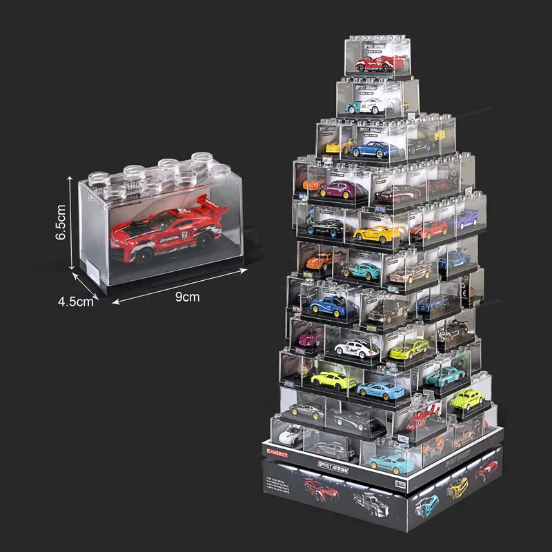Custom Toy Cars Transparent Building Blocks Display Box Sports Model Vehicle Diorama 1:64 Diecast Car Garage