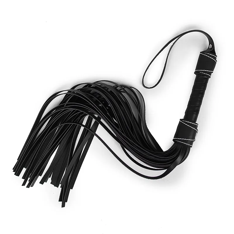 Adulti forniture, Chic nero di cuoio del sesso frusta cavallo nappa peluche bondage manica flirt flogger per gli amanti