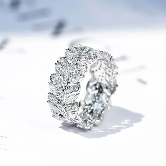 Обручальное кольцо с бриллиантами и серебряным покрытием из меди с цирконием роскошные кольца вечности для женщин