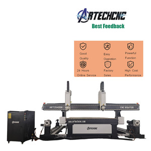 ARTECH 4 Axis 2040 Sistema de Control Syntec rotatorio de doble husillo Cilindro tallado Cnc Máquina de enrutador de corte de grabado de madera
