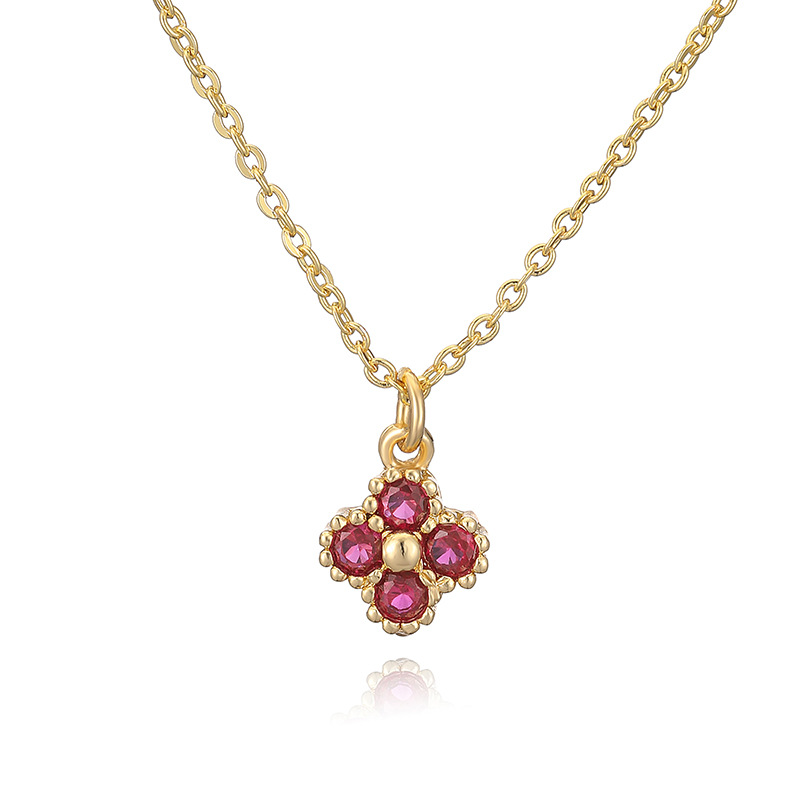 Collier trèfle à quatre feuilles en or rose et diamants