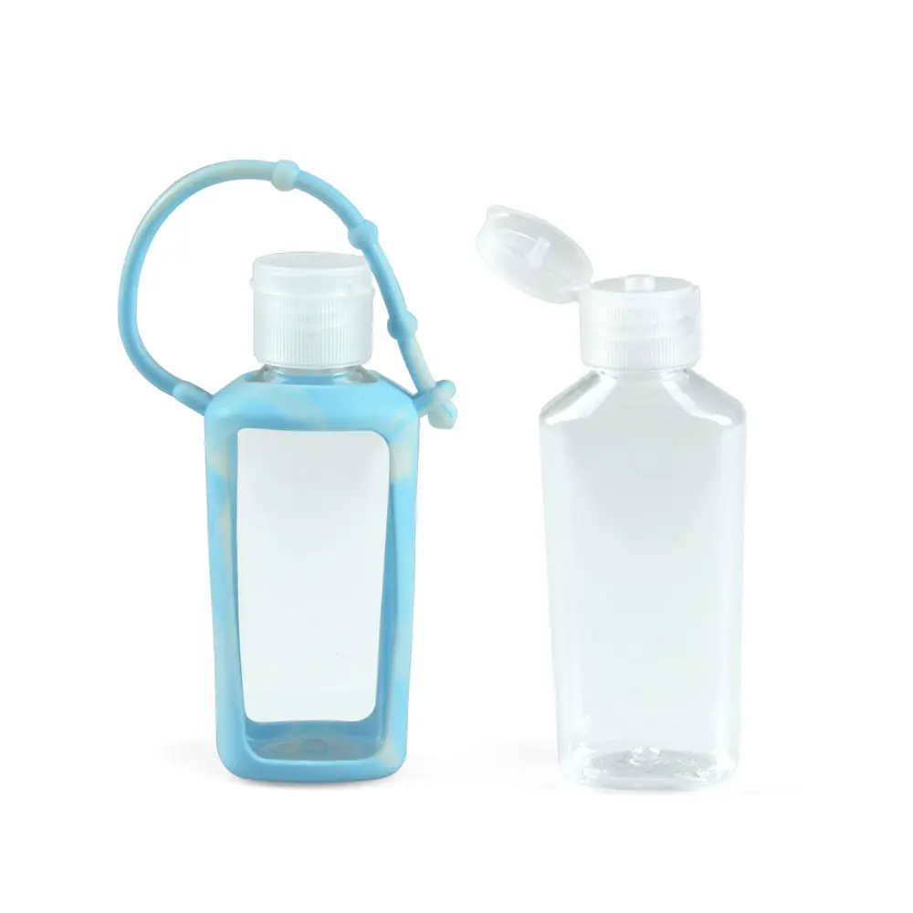 SOMEWANG 2oz 60ml small empty hand sanitizer bottle with hand sanitizer silicone pocket holder