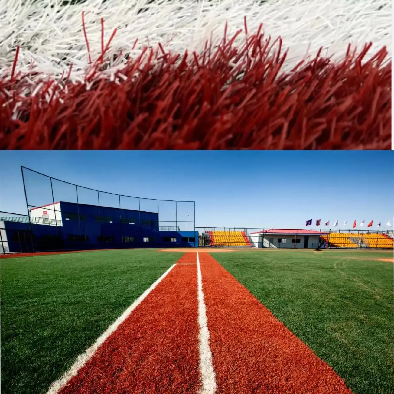 العشب الأحمر لكرة القدم العشب الاصطناعي لملاعب كرة القدم ملعب البيسبول