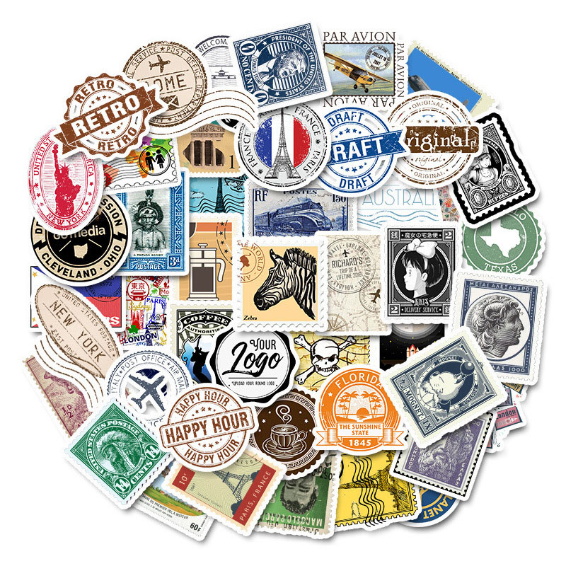 50pcs timbres autocollant