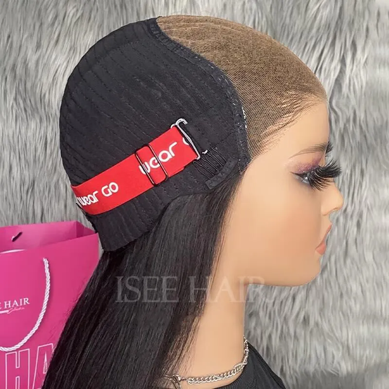 Парик ISEE M Cap 6x9, большой кружевной парик без клея, оптовая продажа, 3D-кепка, предварительно вырезанные, отбеленные шелковые прямые HD кружевные парики для женщин
