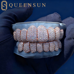 יוקרה ורד זהב moissanite יהלום grillz להגדיר תובל באופן מלא את שיניים היפ הופ מותאם אישית לגברים נשים עם vvs נצנוץ - Product Image 3