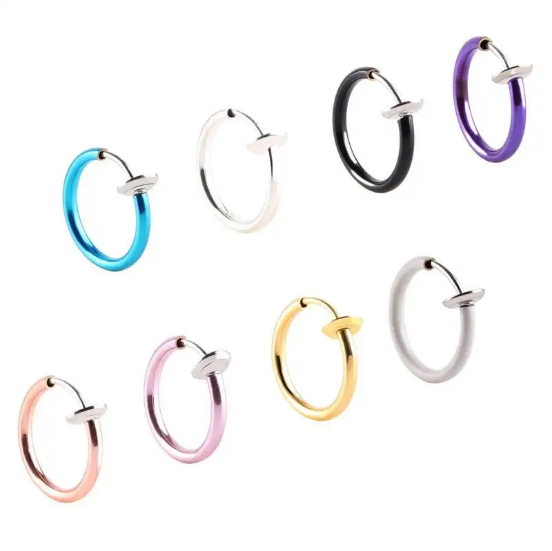 Decorazione rotonda 13mm finto finto anello al naso placcato oro gioielli cerchio bellissimi orecchini in acciaio inossidabile chirurgico per donna uomo