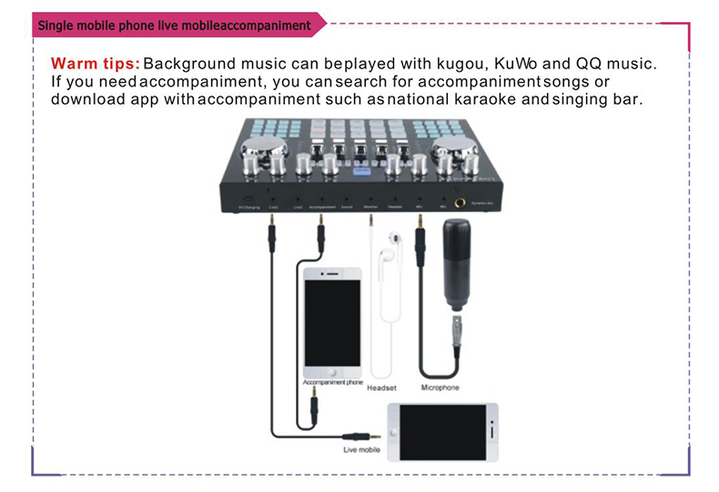 K1 Live Sound Card with Effects Voice Changer Audio Mixer for Live Broadcast Mic