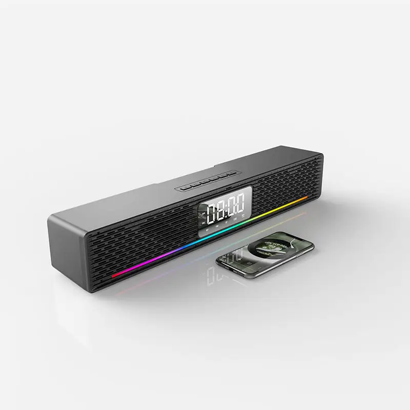 20W RGB Lights Soundbar altoparlante sveglia visualizzazione dell'ora 24H o 12H regolare il suono Stereo TV Computer Soundbar vendita diretta in fabbrica