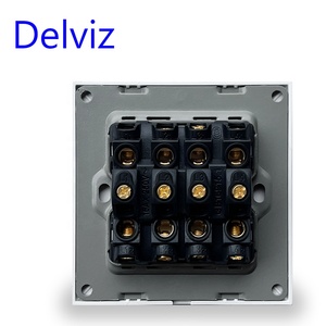 Delviz強化クリスタルガラススイッチパネル、AC 110V〜250Vスクエア16Aパワーコントローラー、4ギャング2ウェイプッシュボタンウォールランプスイッチ