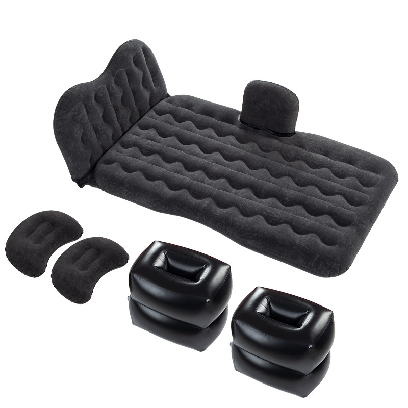 Appui-tête noir avec selle de rangement à motif ondulé